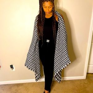 Black and white sleeveless cardigan